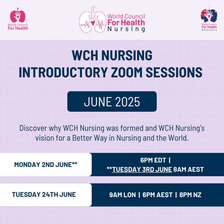 📌 There's a Better Way for Nursing!

Join WCH Nursing on Tuesday, 24th June for an Introductory Zoom Session to discover why WCH Nursing was formed &amp; our vision for a Better Way in Nursing and the world.

➡️ For more info &amp; to register, visit: worldcouncilforhealth.org/event/wch-nurs…
FREE |