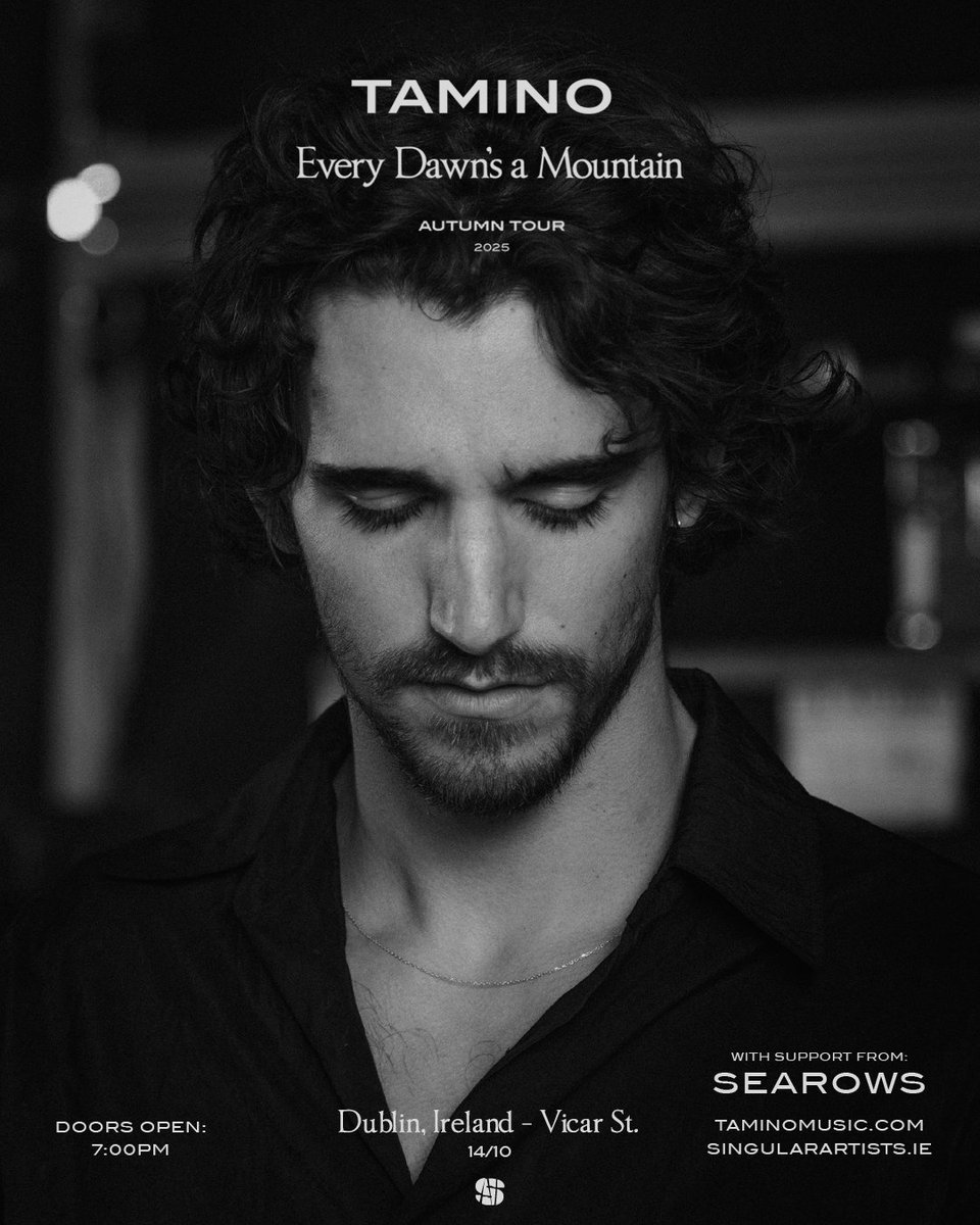 ★ ★ 𝗦𝗨𝗣𝗣𝗢𝗥𝗧 𝗔𝗗𝗗𝗘𝗗 ★ ★

Adding even more magic to the night, @<a href="/searowsmusic/">Searows</a> joins <a href="/taminoamir/">Tamino</a> at <a href="/Vicar_Street/">Vicar St</a>  on 14 October 2025 🖤🌙

🎟️ Tickets bit.ly/4iHs6vH