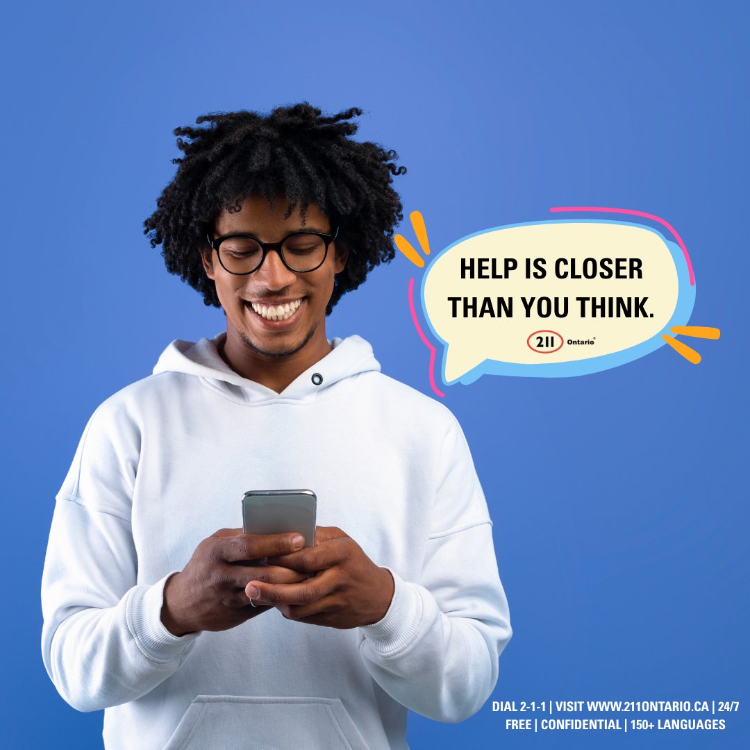 📱 Help is closer than you think.
Whether it’s finding mental health support, food assistance, housing services, or navigating a tough time — 211 Ontario is here for you, 24/7.

🌐 Visit 211ontario.ca or dial 2-1-1 to get connected.