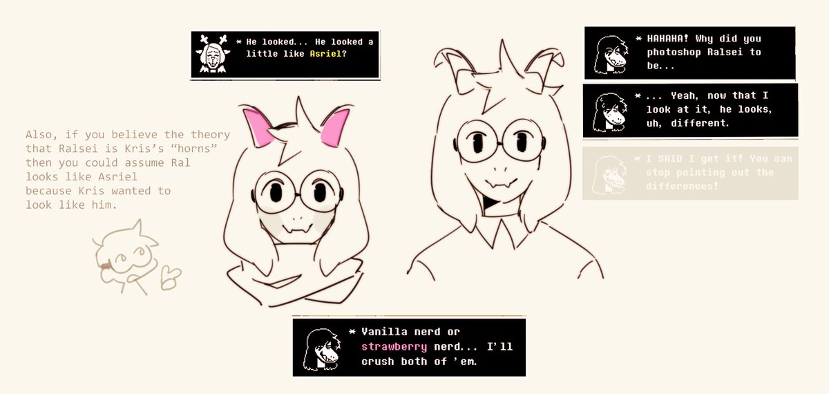 I got told on TikTok a lot that I drew Ralsei instead of Asriel, so here's a little reminder of why they might actually look alike