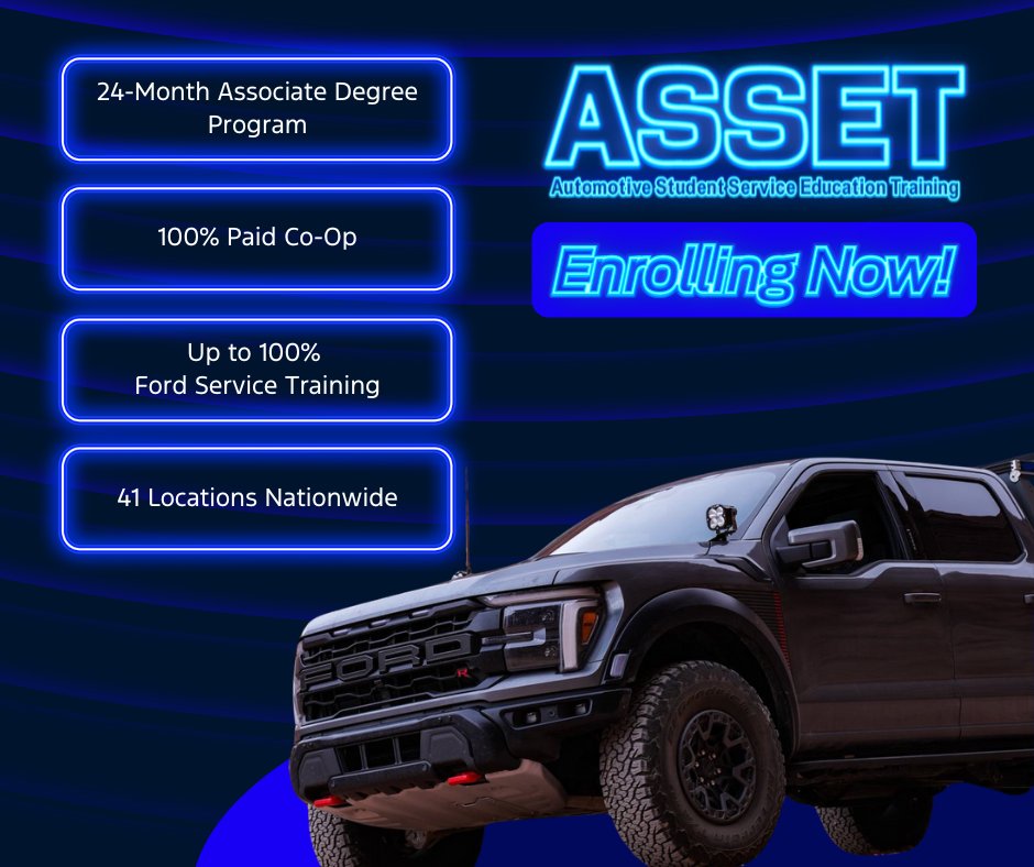 #FordASSET - Build the skills and experience you need to succeed as a Ford or Lincoln service technician! #GetYourASSET

Seats are filling fast, start the enrollment process today ➡ fordtech.org/ASSET