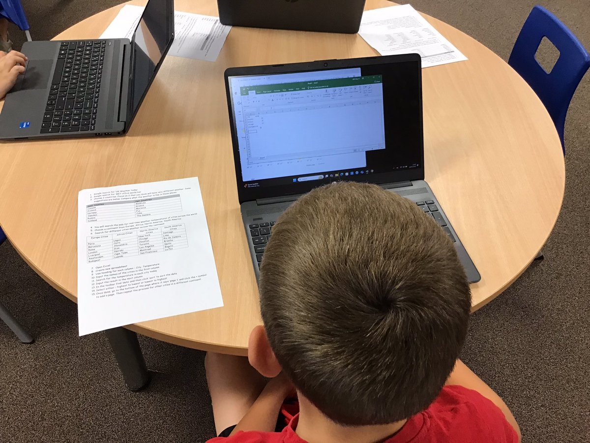 Y4Gayton's tweet photo. Following a very hot Sports Day this morning, we are spending the afternoon in the computer room exploring weather and collecting data. We are inputting data into Excel and learning how to sort it. @GaytonPrimary https://t.co/mqG0KX69Zr