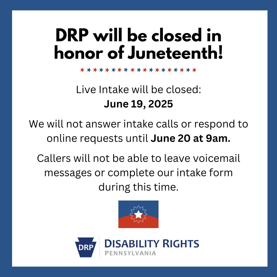 You can access the resources on our website for self-advocacy assistance and file a grievance using our online grievance form at any time.  Thank you for your patience. 
disabilityrightspa.org/resources/
Adult Protective Services: bit.ly/42yQVUh
ChildLine: bit.ly/3EBQi49