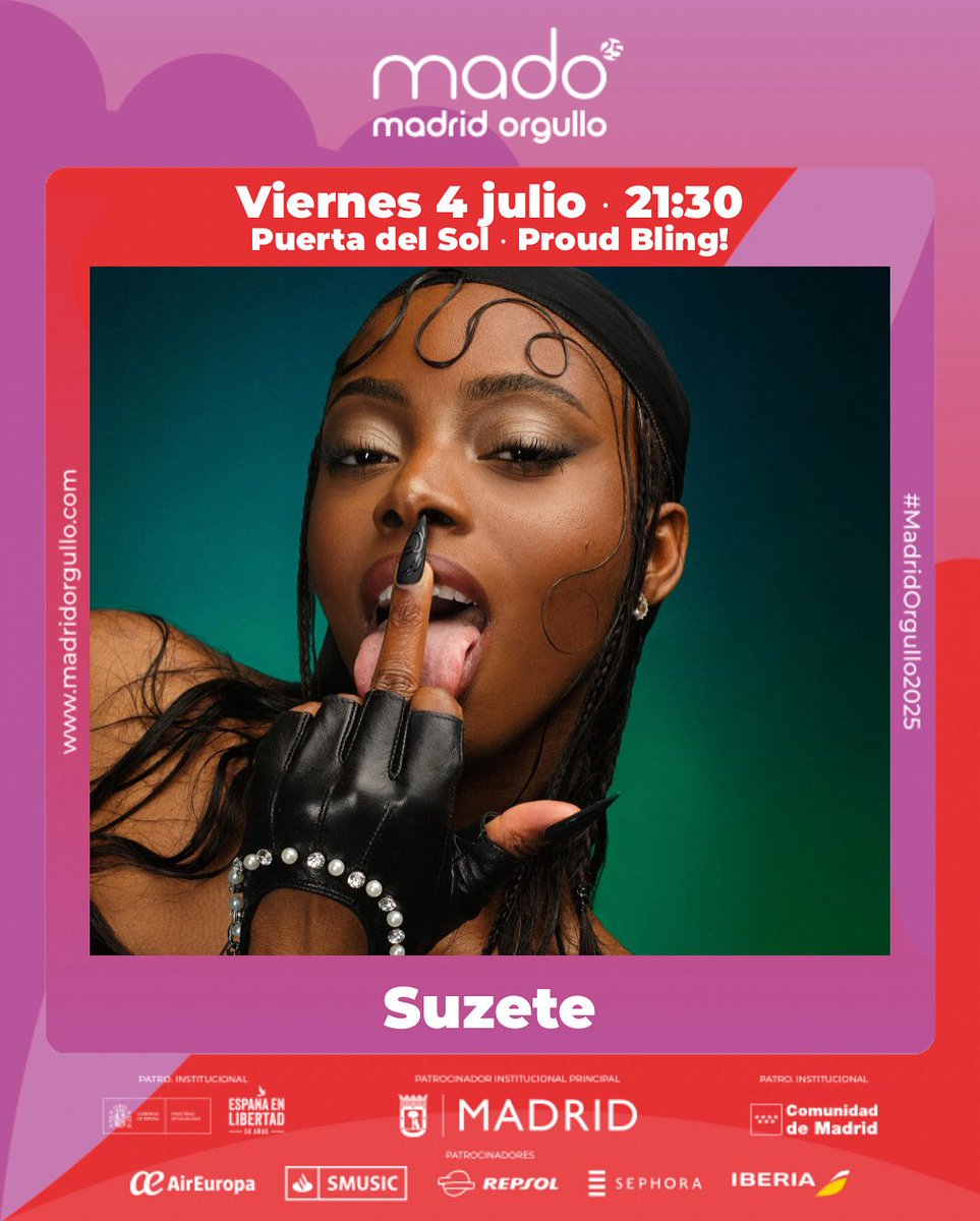 .<a href="/xsuzete/">Suzete</a> se suma al #ProudBling del viernes 4 de julio en la #PuertaDelSol! 

🏳️‍🌈 madridorgullo.com

#MadridOrgullo2025 #Orgullo2025 #Orgullo
