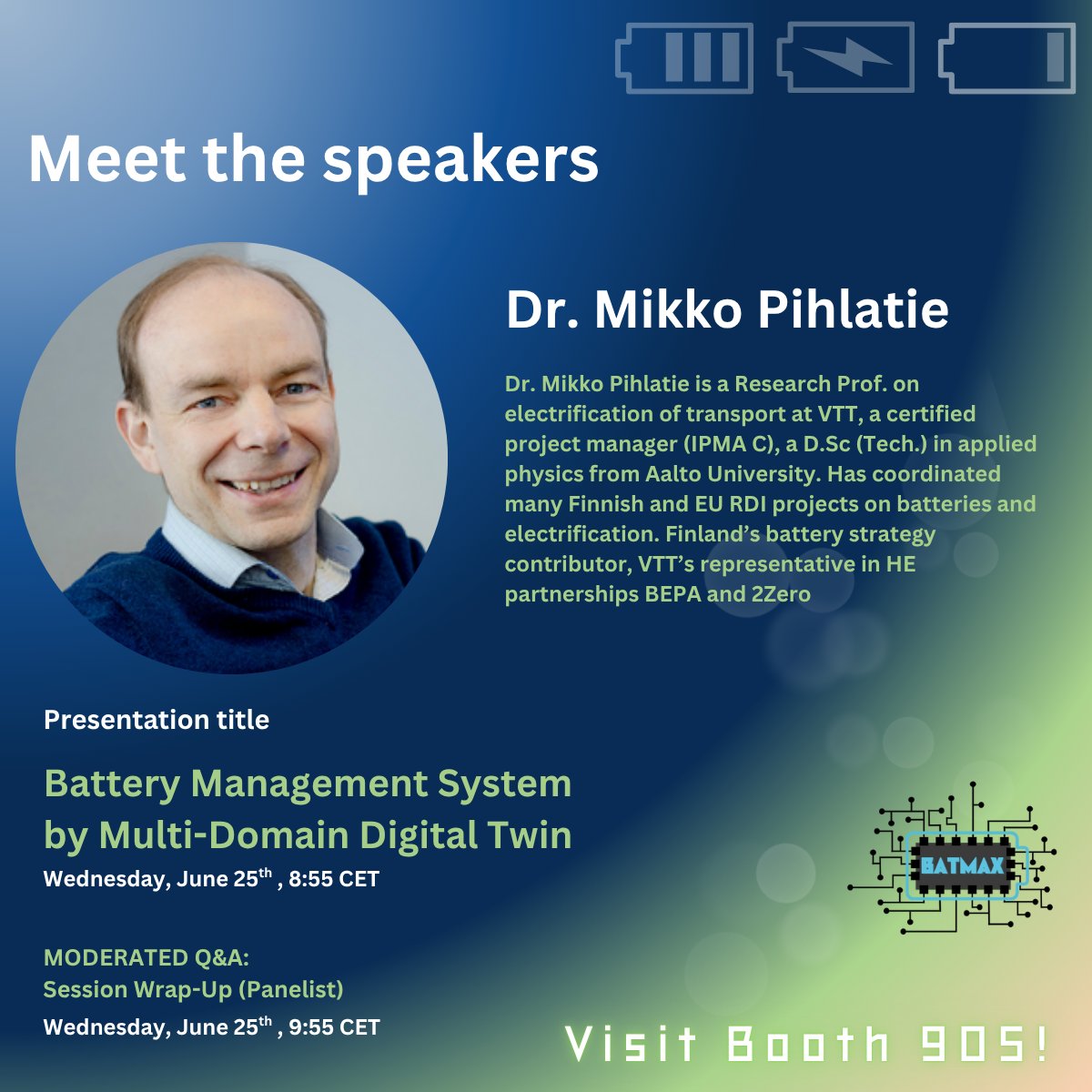 BATMAXprojectEU (@batmaxprojecteu) on Twitter photo ⭐ #AABC Conference 2025 ⭐
Meet our speakers:
🎙️ <a href="/MikkoPihlatie/">Mikko Pihlatie</a> - <a href="/batmaxprojecteu/">BATMAXprojectEU</a>
Follow the link and register now!
🔗 lnkd.in/eDw2Ajjb
#BatteryManufacturing #SolidStateInnovation #CleanEnergy #EUMaterials #AdvancedBatteries
<a href="/SOLiDProjectEU/">SOLiDProjectEU</a> Project TwinVectorEU ⭐ #AABC Conference 2025 ⭐
Meet our speakers:
🎙️ <a href="/MikkoPihlatie/">Mikko Pihlatie</a> - <a href="/batmaxprojecteu/">BATMAXprojectEU</a>
Follow the link and register now!
🔗 lnkd.in/eDw2Ajjb
#BatteryManufacturing #SolidStateInnovation #CleanEnergy #EUMaterials #AdvancedBatteries
<a href="/SOLiDProjectEU/">SOLiDProjectEU</a> Project TwinVectorEU