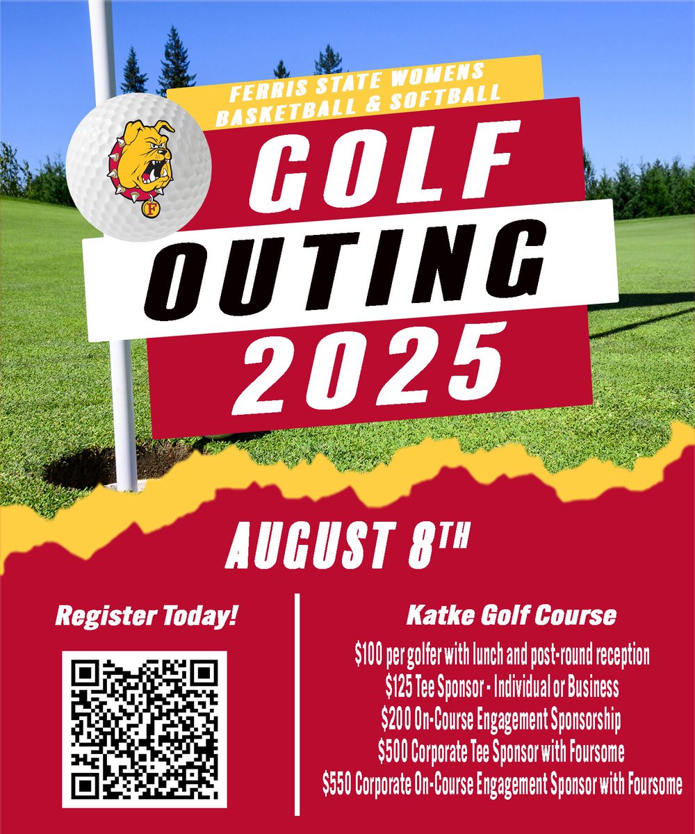 Ferris St. Softball (@fsu_sb) on Twitter photo Mark your calendar!
The 3rd Annual Women’s Basketball & Softball Golf Outing is coming up — and registration is now OPEN! ⛳️
Don’t miss your chance to support the teams and enjoy a great day on the course!
Sign up today! tinyurl.com/yydcn4ba Mark your calendar!
The 3rd Annual Women’s Basketball & Softball Golf Outing is coming up — and registration is now OPEN! ⛳️
Don’t miss your chance to support the teams and enjoy a great day on the course!
Sign up today! tinyurl.com/yydcn4ba