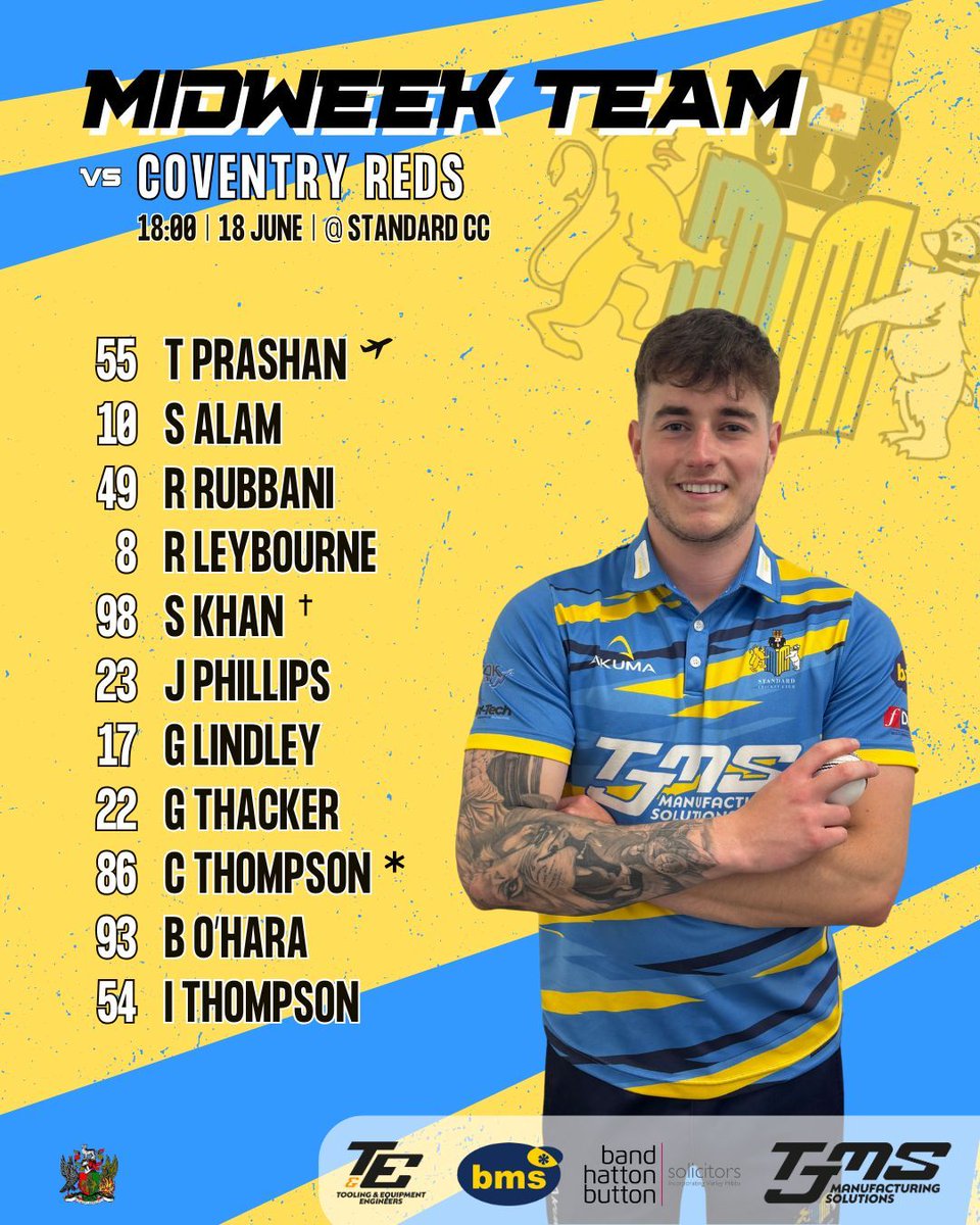 Here’s how the midweek team lineup this evening 🏏👊