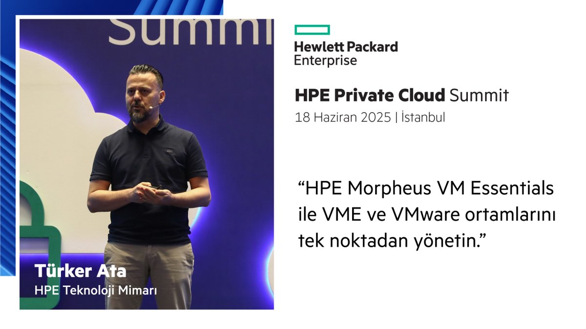 Türker Ata, HPE Morpheus VM Essentials ile self-servis bulut yönetiminin artık her seviyede mümkün olduğundan bahsetti.

Daha fazlası için: hpe.to/60184rmhk
