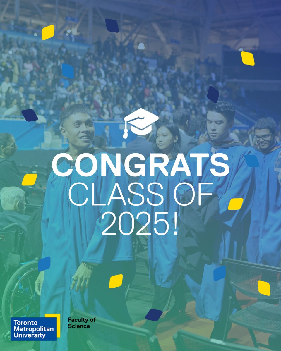 TorontoMetSci's tweet image. Congrats to the Faculty of Science Class of 2025 graduating today! We are proud to welcome you to the TMU alumni community. Your journey as impactful researchers, leaders, and innovators is just beginning. 🎓💙💛
#TorontoMetScience #TorontoMet #AlumniTMU #AlwaysAlumni