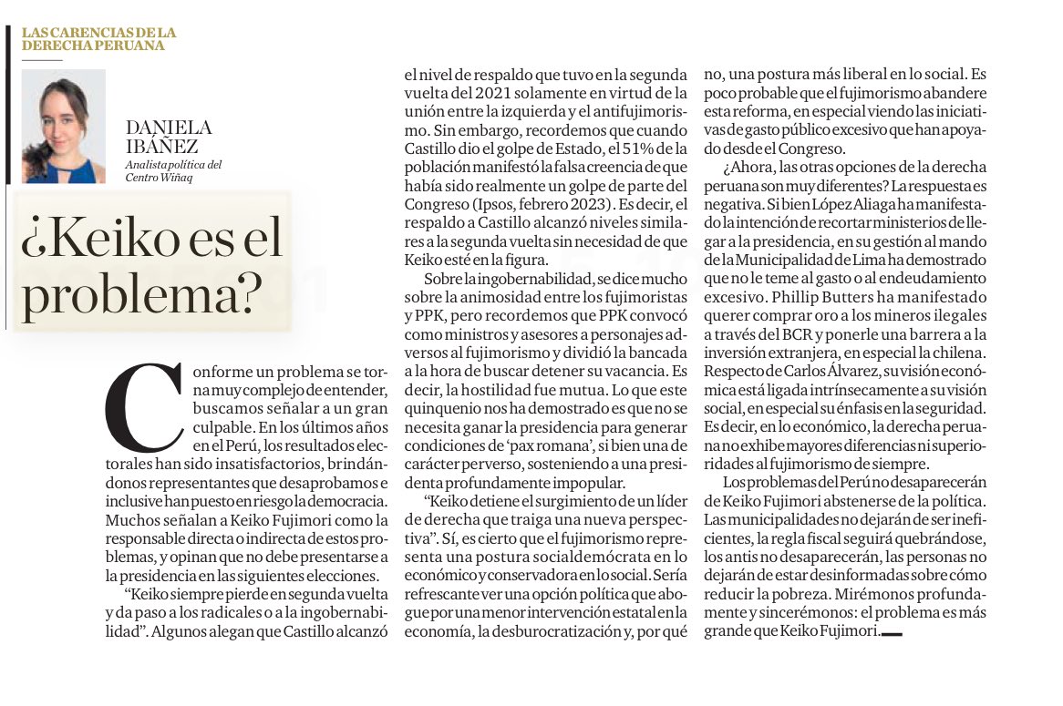 ¿Keiko Fujimori debe postularse a la Presidencia? Muchos argumentan que Keiko es la raíz de todos los problemas que vivimos en los últimos años. Aquí argumento que la realidad es mucho más compleja. 

elcomercio.pe/opinion/column…