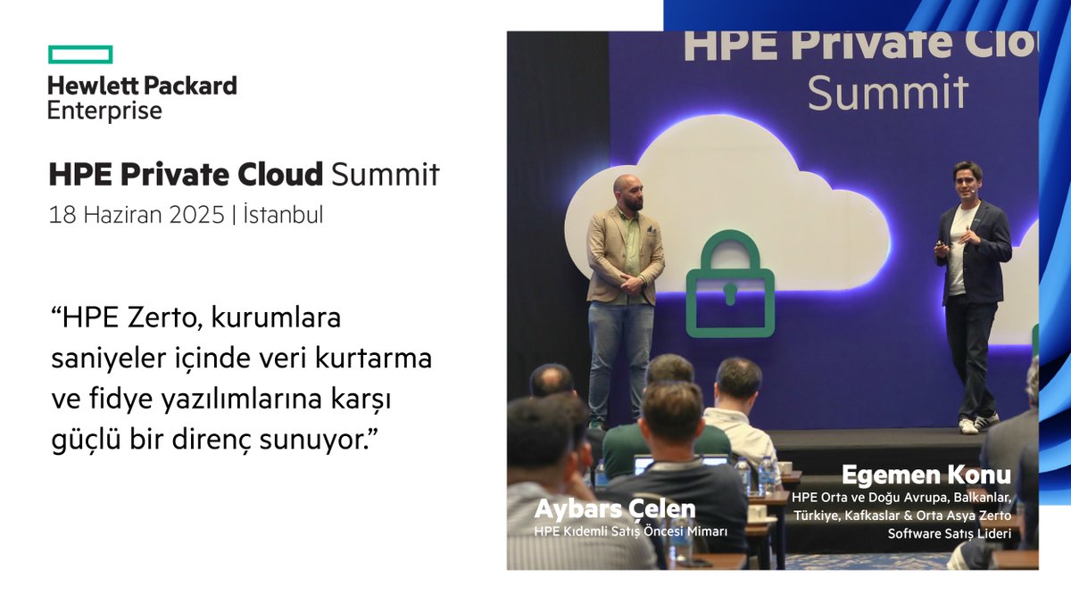Verileriniz güvende mi?

Aybars Çelen &amp; Egemen Konu, HPE Zerto ile fidye yazılımlarına karşı anında kurtarma ve sıfıra yakın veri kaybının önemini vurguladı.
 
Daha fazlası için: hpe.to/60104rWeO