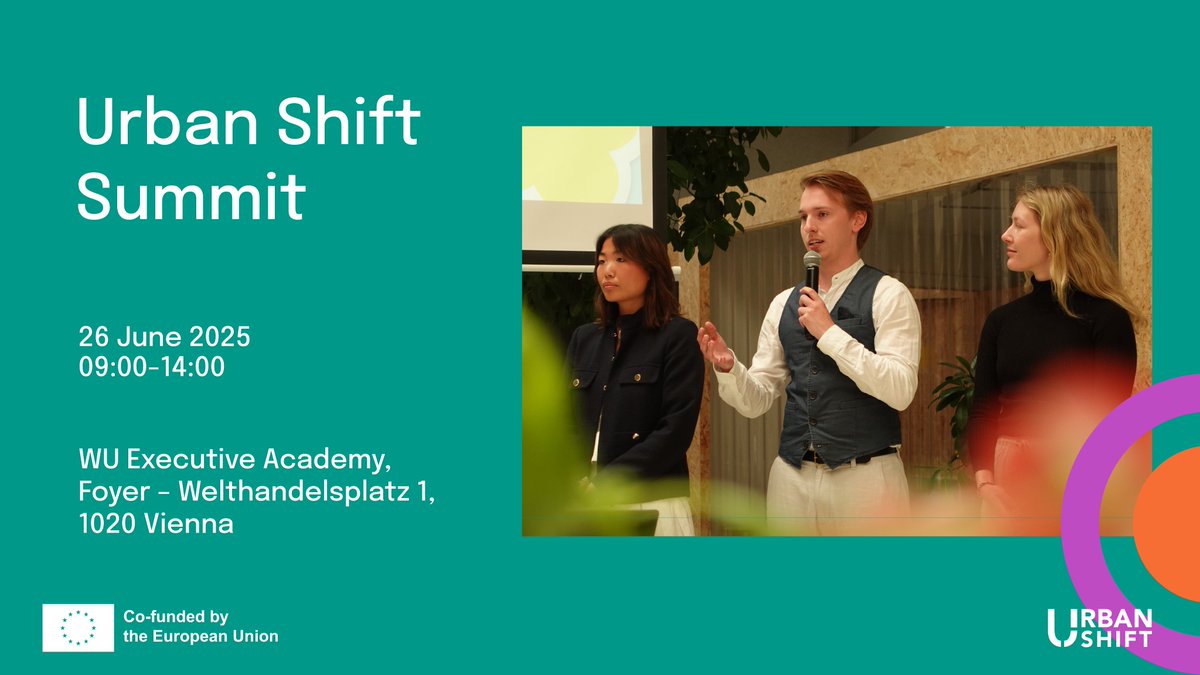 Join us at the Urban Shift Summit on June 26 in Vienna 🌱

🔹 Startup prototype exhibition
🔹 Student pitches
🔹 Panel on sustainable entrepreneurship &amp; education
🔹 Networking

📍 WU Executive Academy, 9–14h