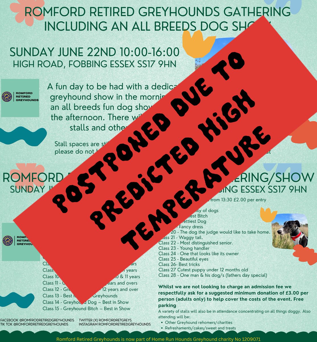 Sadly decided to postpone the show on Sunday due to predicted high temperatures.