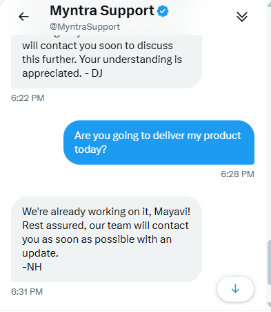 MayaviOfficial's tweet photo. @MyntraSupport @jagograhakjago @MumbaiPolice only fake promises and fake replies but no action taken. https://t.co/ZrhNu7cOqG