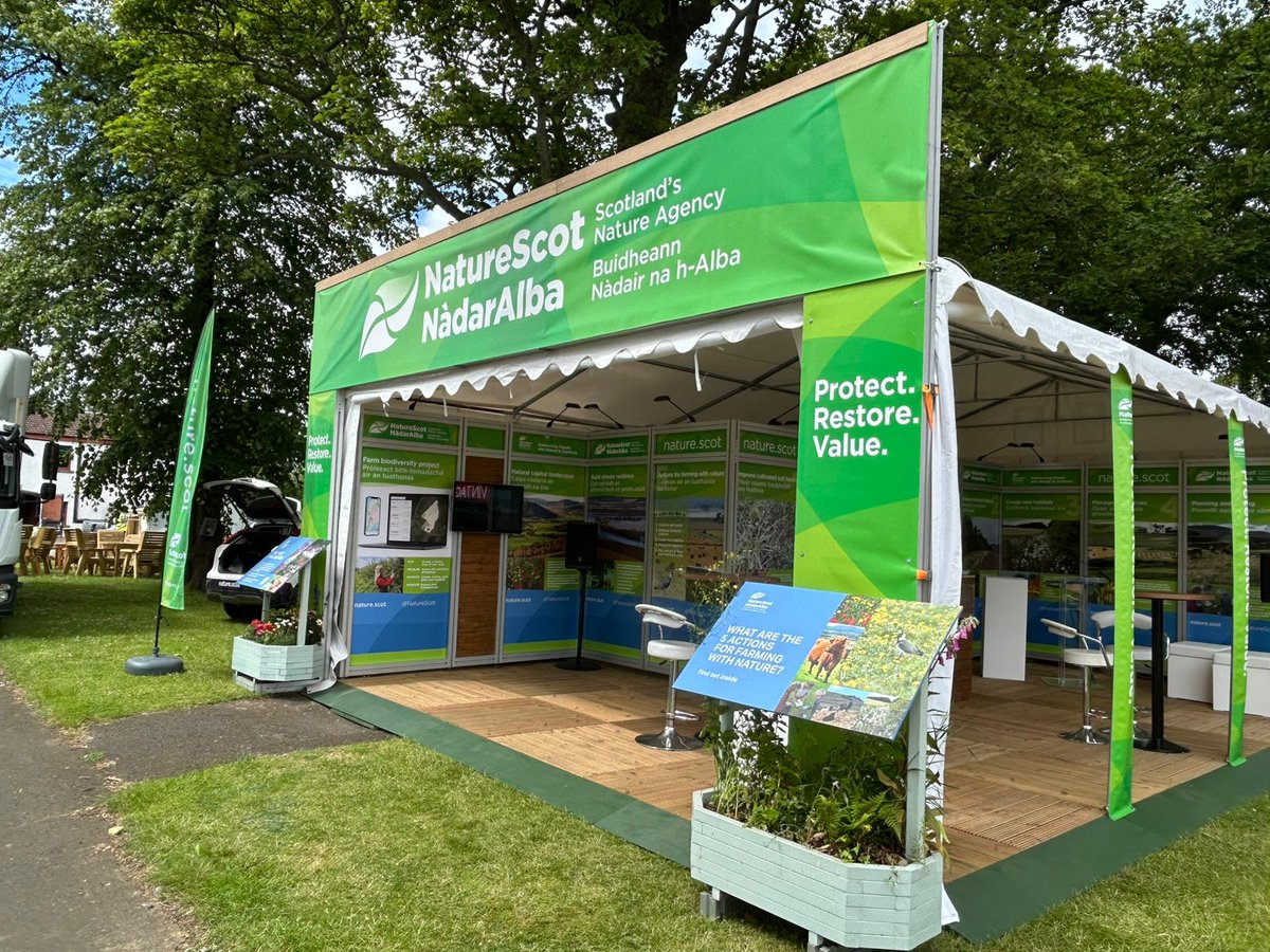 NatureScot's tweet image. We’re all set up and ready for the Royal Highland Show, starting tomorrow! Catch us at stand 19 Floral Walkway. #RHS2025 🌺 🗓️