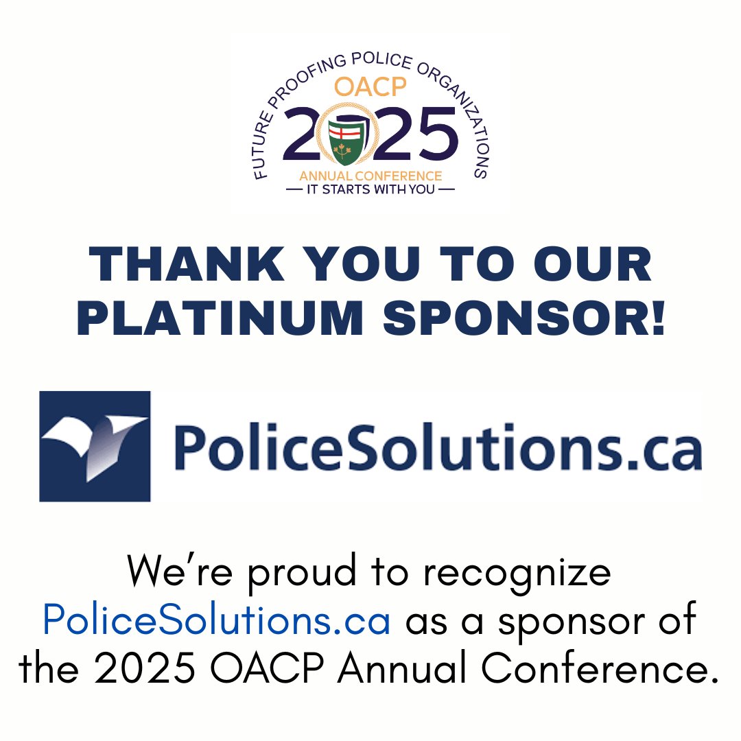 It's hard to believe that our Annual Conference is NEXT WEEK! This event would not be possible without the generous support of our Platinum Sponsor, PoliceSolutions.ca Thank you and see you in the Blue Mountains!