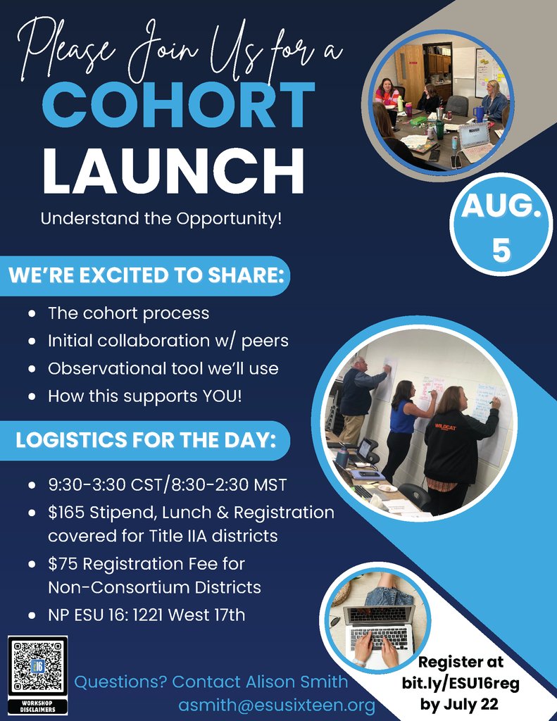 ESU_16's tweet image. Cohort Launch Day!
ESU 16 North Platte
August 5th, 2025
9:30-3:30 CT
Register here: registration.esu16.org