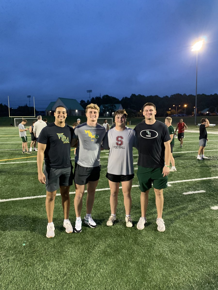 I had a great time with the tribe family up at William and Mary this past Monday. Grateful for the opportunity to compete in front of the players and coaches.
<a href="/CoachMikeLondon/">Mike London Sr. ⚔️</a> <a href="/CoachMMaloney/">Mike Maloney</a> <a href="/kjarrell5/">Kevin Jarrell</a> <a href="/FloydMcDonald14/">Trey McDonald</a> <a href="/HavenMullins8/">Haven Mullins</a> <a href="/BleeJackson/">jackson blee</a> <a href="/CoachKBadke/">Kevin Badke</a> <a href="/STABFootball/">St. Anne's-Belfield Football</a>