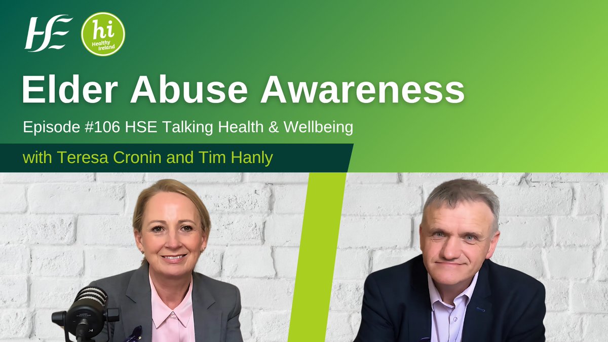 In this episode of HSE Talking Health and Wellbeing, the focus is on Elder Abuse Awareness as part of World Elder Abuse Day #WEAD2025
Our guests discuss the different type of elder abuse, financial, physical, emotional or due to neglect. The conversation highlights how to