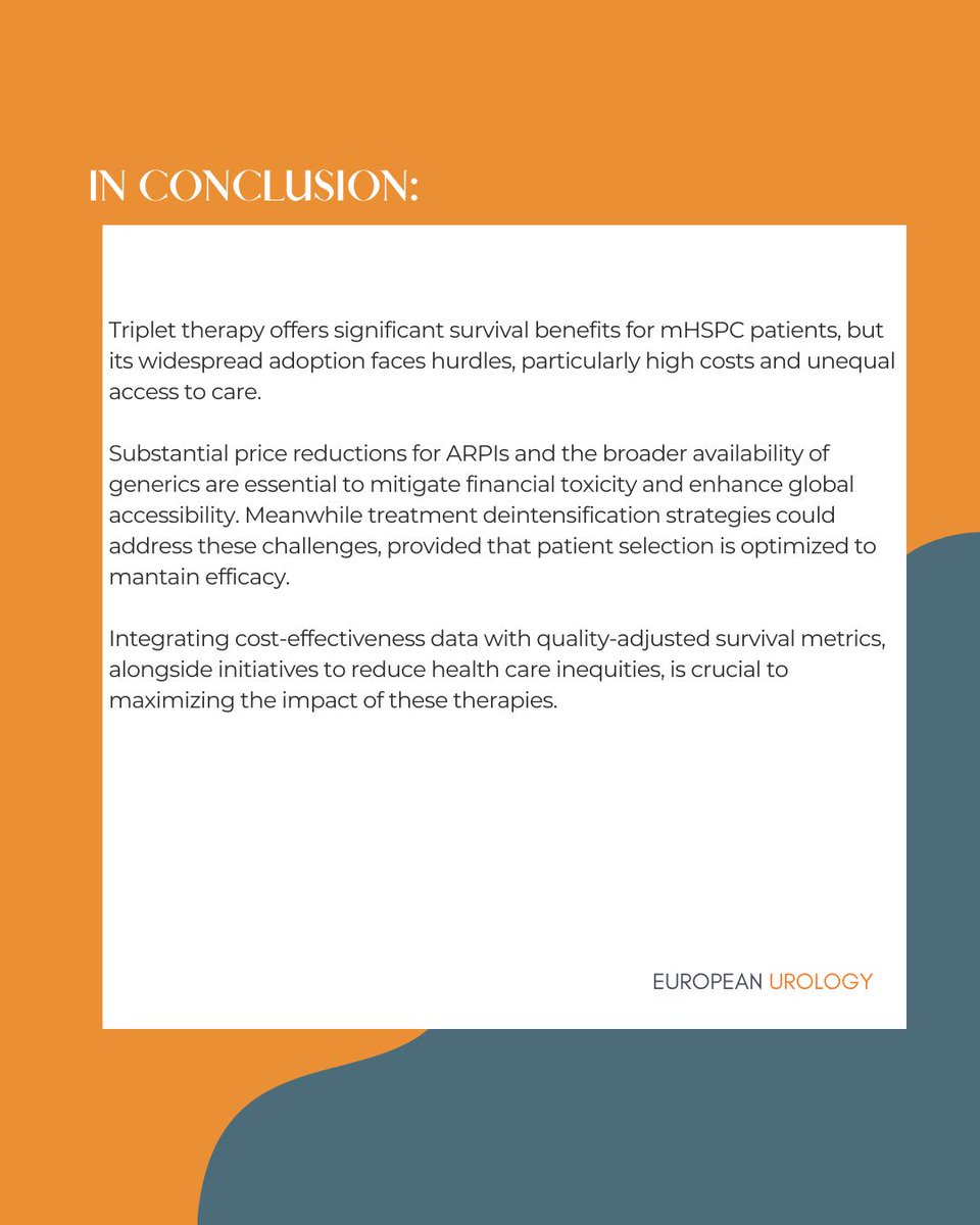 💭 Words of Wisdom by <a href="/mattialongoni/">mattialongoni</a> et al

👉 Triplet therapy improves survival in mHSPC, but rising costs and access disparities call for deintensification and smarter global strategies.  

🔗 buff.ly/jfgVwSK 
#Urology #ClinicalResearch #Wisdom #EvidenceBasedMedicine