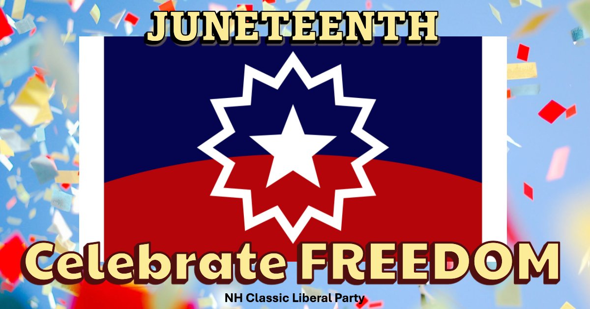 NHCLP's tweet image. On Juneteenth, Celebrate Freedom Liberally!

Slavery was a hideous and illiberal institution that left a deep and terrible scar on our national soul.  It fell far short of our founding ideals and liberal values, and on June 19th, we joyfully celebrate its end.

#Juneteenth…