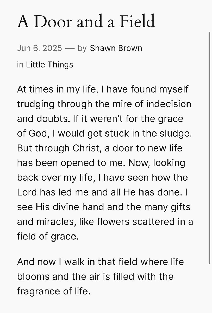 shawnbrown's tweet photo. At times in my life, I have found myself trudging through the mire of indecision and doubts. If it weren’t for the grace of God, I would get stuck in the sludge. But through Christ, a door to new life has been opened to me. Now, looking back over…https://t.co/evE6rx8fHM https://t.co/6XAEznvWdX