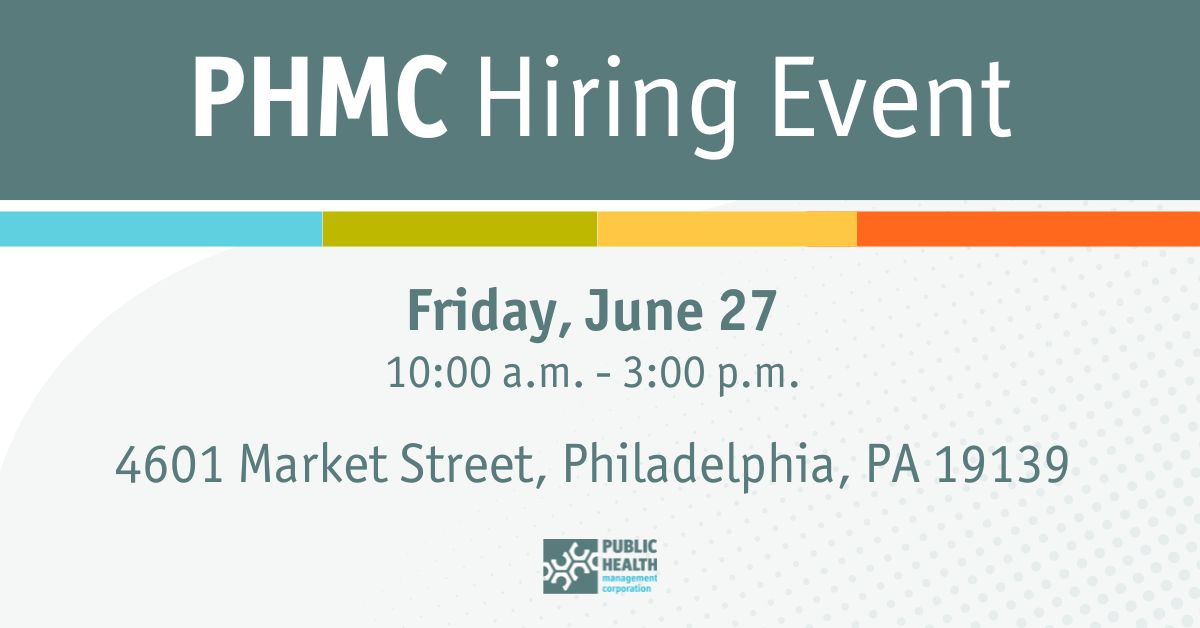 PHMC’s June #HiringEvent is next Friday, June 27 from 10 a.m. – 3 p.m. at 4601 Market Street. We are seeking candidates to fill a variety of roles. View the full list of positions and register today: eventbrite.com/e/phmc-hiring-…