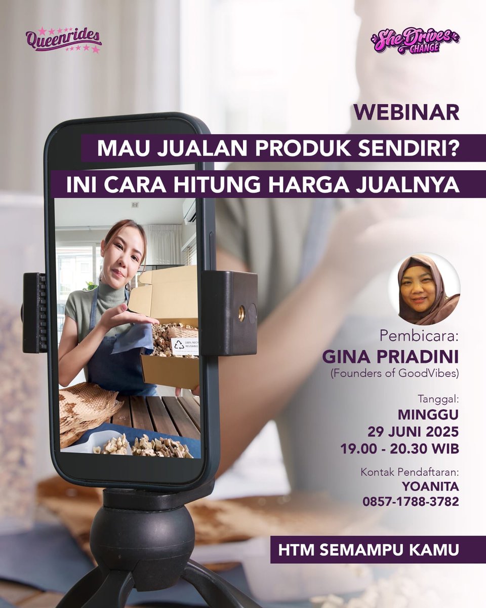 Mau jualan tapi belum paham berapa harga jual?

Ayo belajar dari ahlinya:
🔹 Cara menghitung HPP (Harga Pokok Produksi)
🔹 Rumus margin yang adil buat kamu dan pelanggan
🔹 Cara tetap untung walau banyak pesaing.

📱 Daftar ke: bit.ly/CaraHitungHarg…
💰 HTM: Semampu Kamu