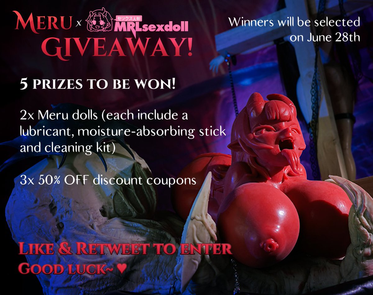 meru β£π (@meru_nyaa) on Twitter photo β GIVEAWAY TIME β
<a href="/mrlsexdoll/">mrlsexdoll</a> & I are giving away a couple freaky deaky Meru toys & three 50% OFF coupons.
β£ Like & Retweet to enter!
5 winners will be selected on the 28th - Keep an eye on your mentions and Good Luck β§ `βΌΒ΄Λ΅
In case you got FOMO;
mrlsexdoll.com/pages/meru-theβ¦ β GIVEAWAY TIME β
<a href="/mrlsexdoll/">mrlsexdoll</a> & I are giving away a couple freaky deaky Meru toys & three 50% OFF coupons.
β£ Like & Retweet to enter!
5 winners will be selected on the 28th - Keep an eye on your mentions and Good Luck β§ `βΌΒ΄Λ΅
In case you got FOMO;
mrlsexdoll.com/pages/meru-theβ¦