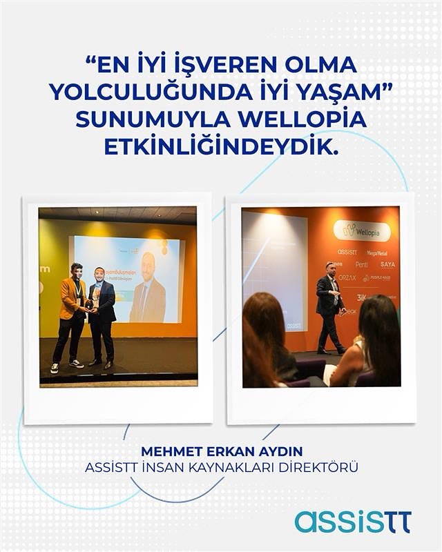Wellopia etkinliğinde İnsan Kaynakları Direktörümüz Mehmet Erkan Aydın, “En İyi İşveren Olma Yolculuğunda İyi Yaşam” başlıklı sunumuyla AssisTT’in dönüşüm yolculuğunu ve wellbeing odaklı uygulamalarımızı katılımcılarla paylaştı.