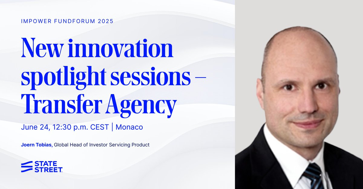 State Street (@statestreet) on Twitter photo Join us at <a href="/IMpowerplatform/">IMpower Incorporating FundForum</a> Fund Forum, where Joern Tobias, global head of investor servicing product, will highlight how technology and #artificialintelligence is transforming operations, improving efficiency, and driving innovation in financial services. #AI Join us at <a href="/IMpowerplatform/">IMpower Incorporating FundForum</a> Fund Forum, where Joern Tobias, global head of investor servicing product, will highlight how technology and #artificialintelligence is transforming operations, improving efficiency, and driving innovation in financial services. #AI