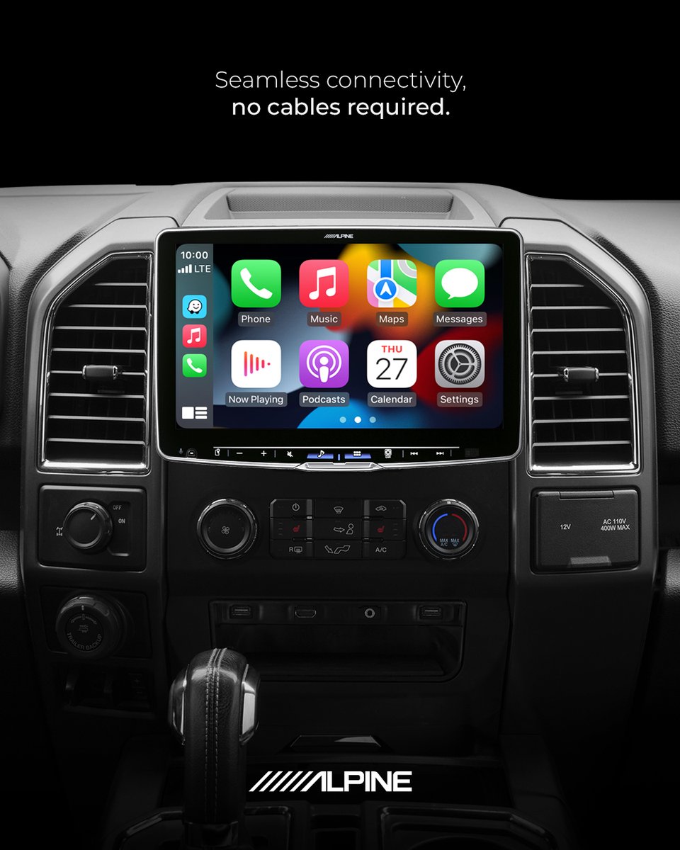 AlpineUSA's tweet photo. Ditch the cords and embrace the freedom of Wireless #CarPlay and Android Auto on the #AlpineHalo9 and #AlpineHalo11 displays. Effortlessly access your apps, music, and navigation for a seamless and connected driving experience. https://t.co/SUjV2PpdMp