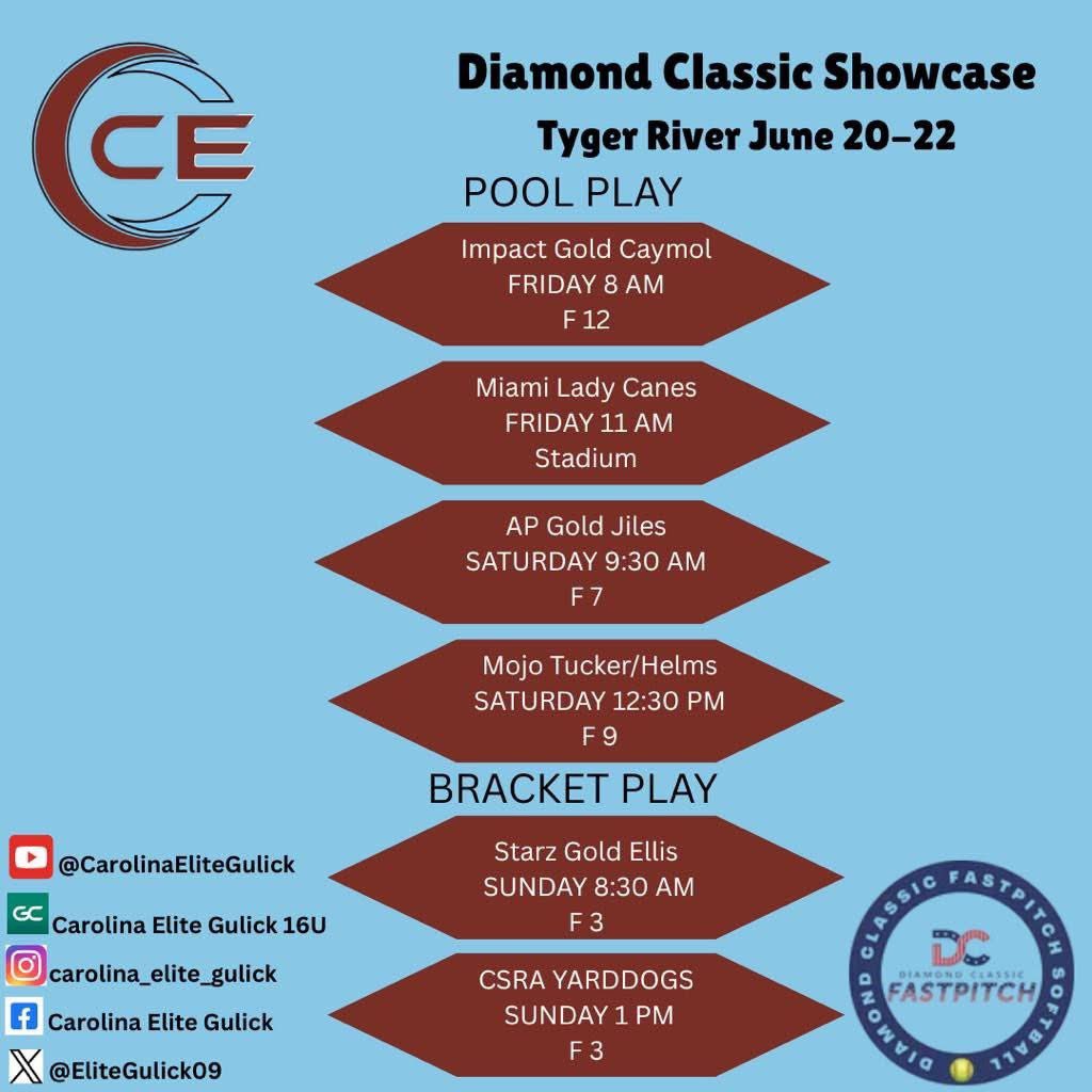 Adrianna_Gomez5's tweet image. Traveling to Tyger River this weekend for the Elite 80 camp and Diamond Classic Showcase ! Can’t wait to take the field with the team @EliteGulick09 🥎 🔥 #uncommitted2027 

@CoastRecruitsSB @TopPreps @cokersball 
@ValkyriesSB @JCSUniversity @CoachMckenzie2 @NCATSOFTBALL…