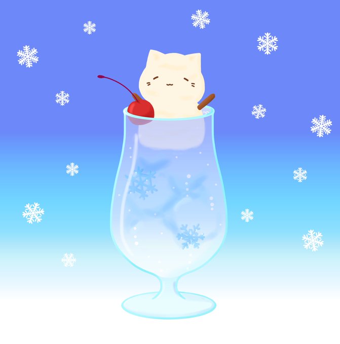 ほわいとクリームソーニャ冬だというのに、アイス2段で雪にゃるま#猫