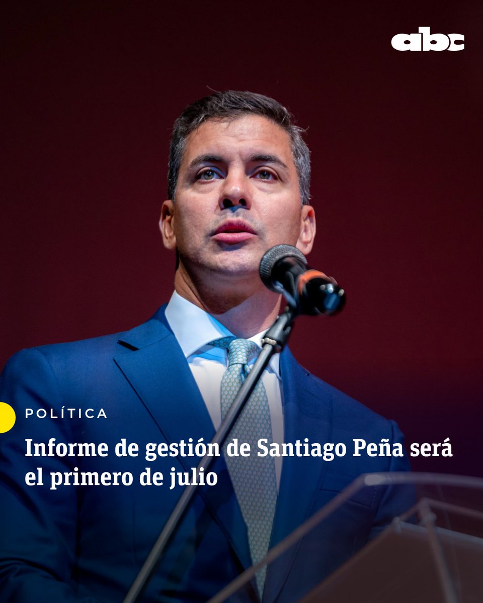 ABC Digital (@abcdigital) on Twitter photo #AHORA| El #InformeGestión de Santiago Peña será el próximo 1 de julio, a partir de las 20:00.
La convocatoria fue anunciada vía resolución firmada por el presidente del Congreso, Basilio Núñez.
#MóvilABC - <a href="/FionaVAquino/">Fiona Aquino</a>
📲 abc.com.py #AHORA| El #InformeGestión de Santiago Peña será el próximo 1 de julio, a partir de las 20:00.
La convocatoria fue anunciada vía resolución firmada por el presidente del Congreso, Basilio Núñez.
#MóvilABC - <a href="/FionaVAquino/">Fiona Aquino</a>
📲 abc.com.py