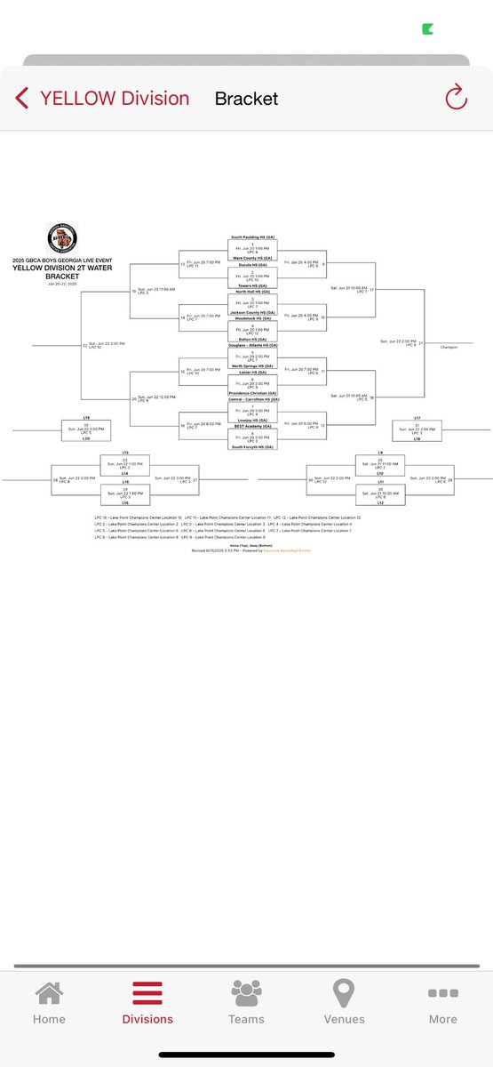 College Coaches, here is our <a href="/GAcoaches/">GBCA</a> #GBCALive Schedule for this weekend for the <a href="/BestEaglesMBB/">B.E.S.T. ACADEMY EAGLES MBB</a> 
Game 1 Friday June 20th vs South Forsyth 3:00pm