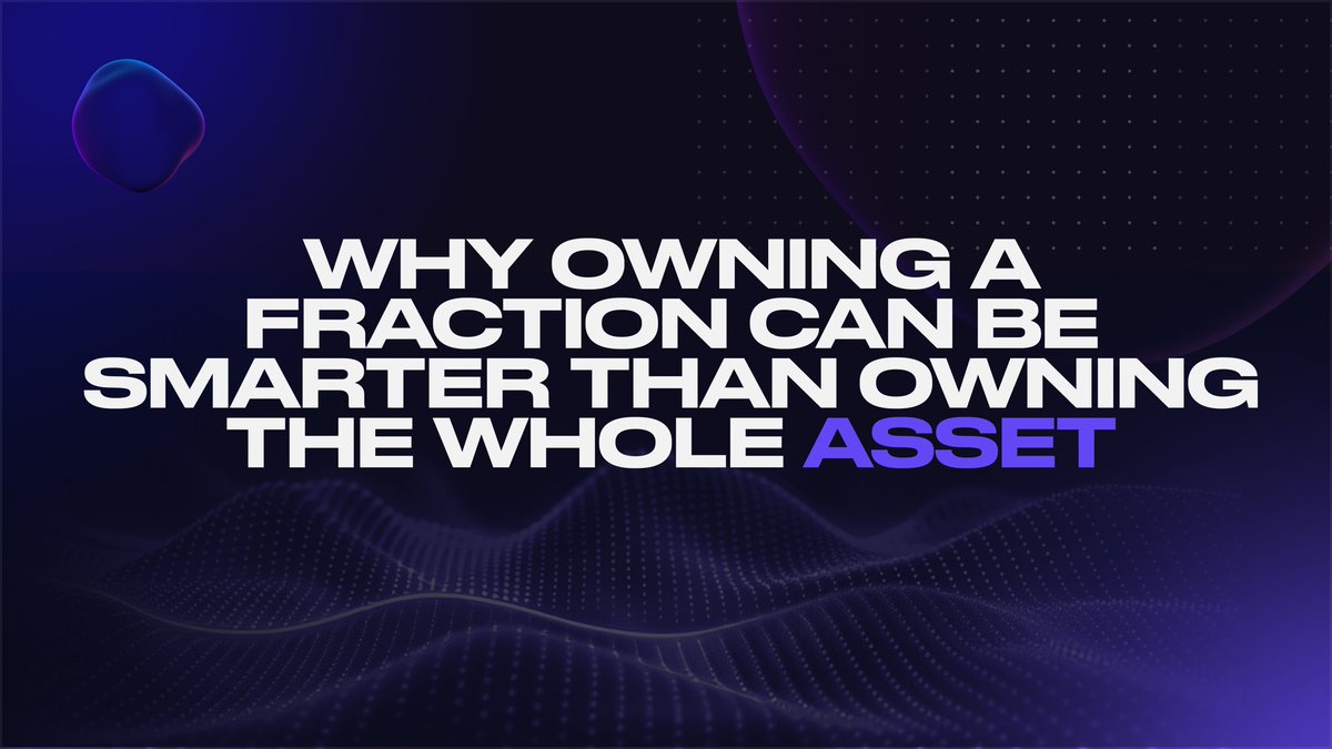 Amano_Invest's tweet image. Why owning a fraction can be smarter than owning the whole asset
➖Owning 100% of an asset sounds powerful — until it locks up your capital, concentrates your risk, and limits your flexibility.
➡️Fractional ownership flips that.
🌐You can diversify across multiple properties,…