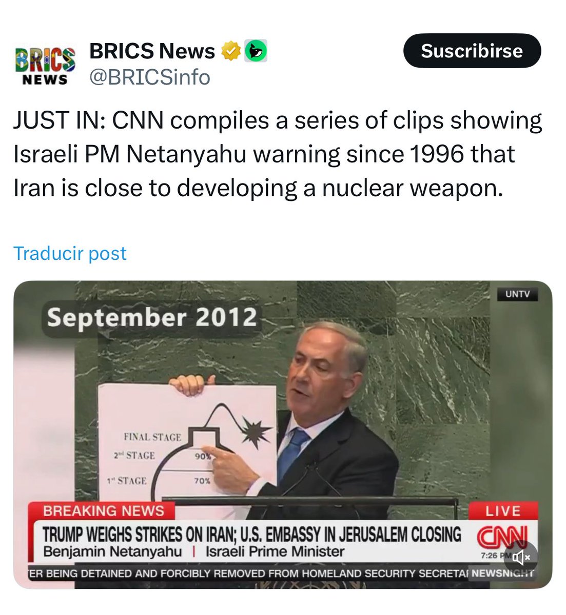 Desde 1996 vienen diciendo que Irán está cerca de desarrollar un arma nuclear.
La inteligencia de EEUU le informó a Trump que no tienen evidencia de que el programa nuclear iraní esté desarrollando una bomba.

Para los más viejos, esto es igual a las excusas de invasión de Irak.