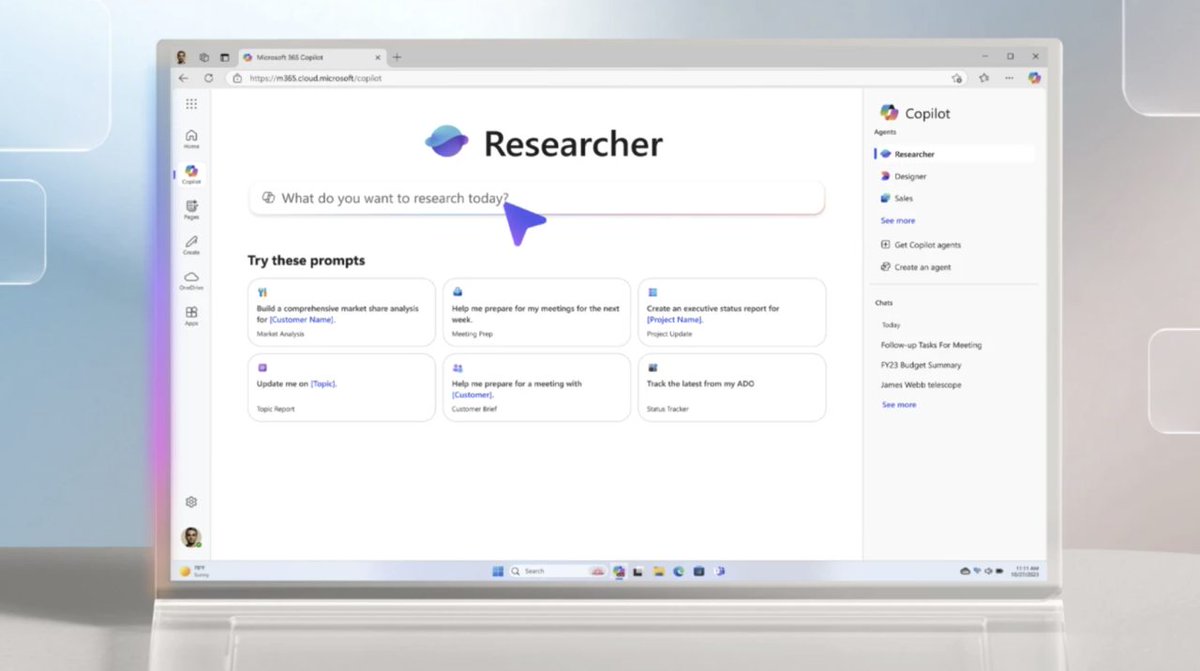 Od otázky k poznatkům, okamžitě. 🕵️‍♀️ Researcher Agent Microsoft 365 Copilot analyzuje dokumenty, e-maily a web, aby vám poskytl rychlé odpovědi na všechny vaše otázky. 🔗 msft.it/6014SQeFk

#MicrosoftCopilot #ResearcherAgent #Productivity
