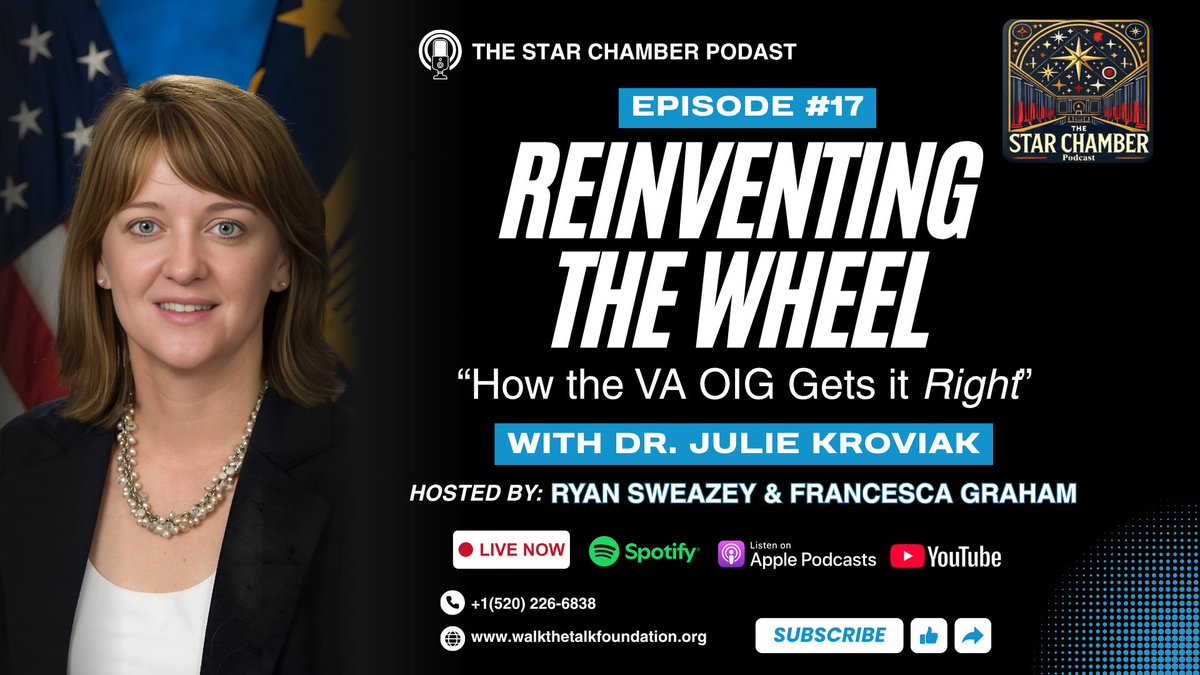 🎙️ Episode 17 is LIVE!
 Reinventing the Wheel: How the VA OIG Gets it Right(ish).

Dr. Julie Kroviak joins us to talk oversight, accountability, and what DoD &amp; DHS can learn from the VA.

🍎 Apple: lnkd.in/evhzPChz

#VAOIG #VeteransAffairs #Accountability #WalkTheTalk