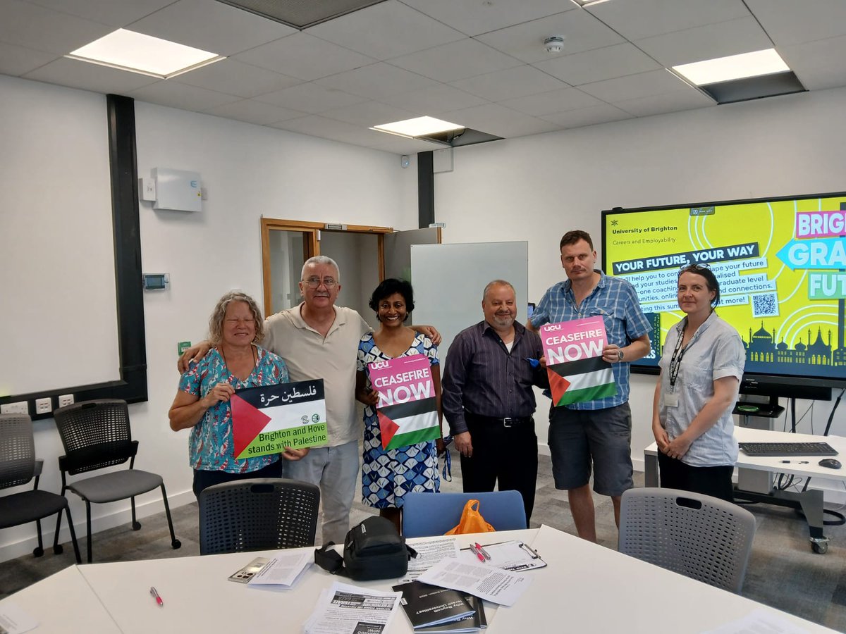 Brighton UCU (@brightonucu) on Twitter photo A privilege for Brighton UCU members to meet Amjad Refaie, President of New Asker Camp, Nablus today - we stand in solidarity with those Palestinians living under occupation in the West Bank as well as in Gaza <a href="/ucu/">UCU</a> <a href="/UCW4Pal/">University & College Workers for Palestine</a> <a href="/BrightonPSC/">Brighton PSC</a> #EndTheGenocide #StopArmingIsrael A privilege for Brighton UCU members to meet Amjad Refaie, President of New Asker Camp, Nablus today - we stand in solidarity with those Palestinians living under occupation in the West Bank as well as in Gaza <a href="/ucu/">UCU</a> <a href="/UCW4Pal/">University & College Workers for Palestine</a> <a href="/BrightonPSC/">Brighton PSC</a> #EndTheGenocide #StopArmingIsrael
