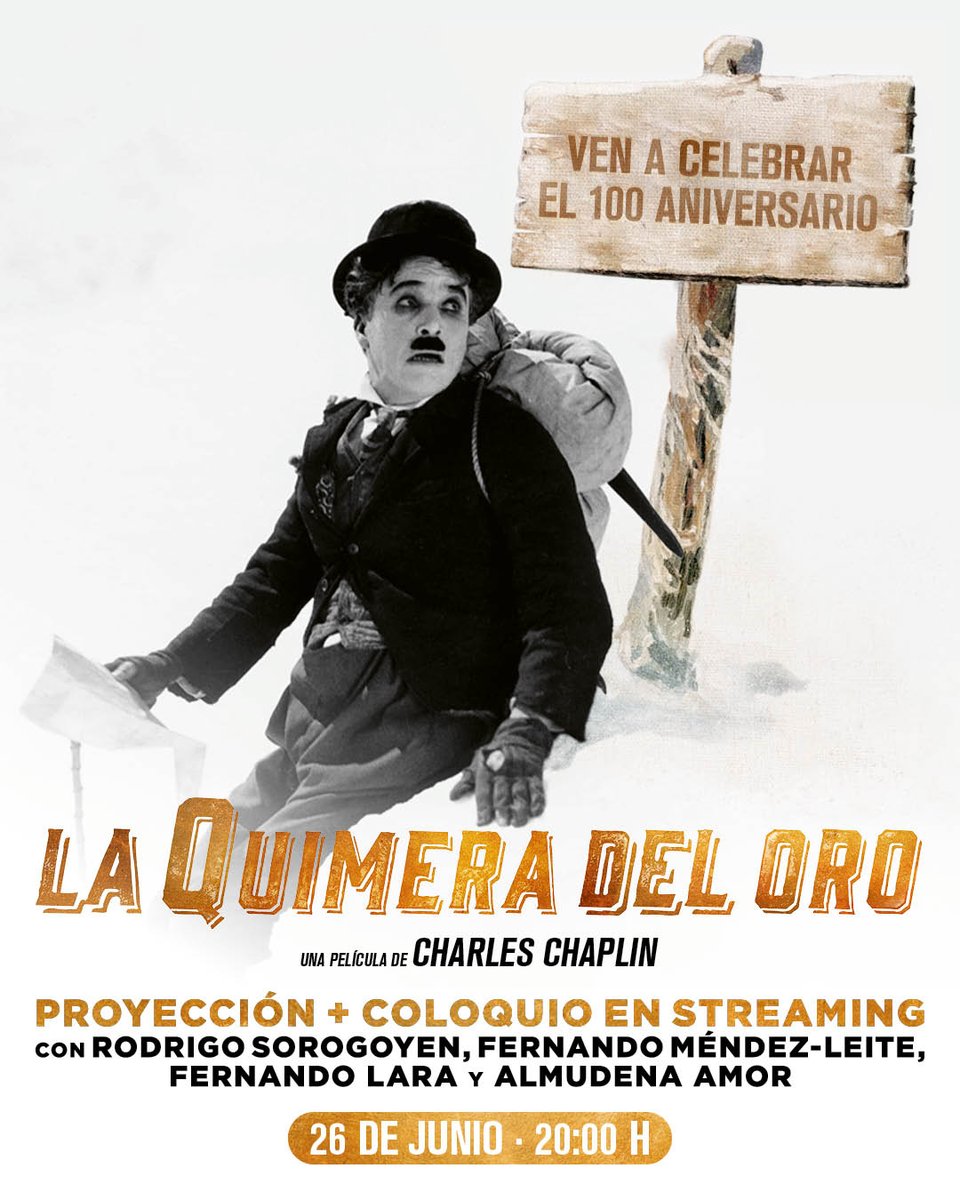 🎞️ El 26 de junio, Multicines Ferial Plaza celebra 100 años de cine con un pase único de La quimera del oro de Charles Chaplin.

Una oportunidad irrepetible para ver este clásico del cine mudo en pantalla grande.
🎬 ¡No faltes! #Chaplin100 #CineEnFerial #ConectadosContigo