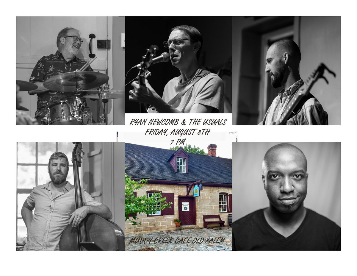 It's happening! Ticket link is live for Ryan Newcomb &amp; The Usuals!! Don't miss me performing with 4 of Winston-Salem's best musicians. One night only - Friday, August 8th, 7 PM at Muddy Creek Cafe Old Salem. Get your tickets today!!! aftontickets.com/event/buyticke…