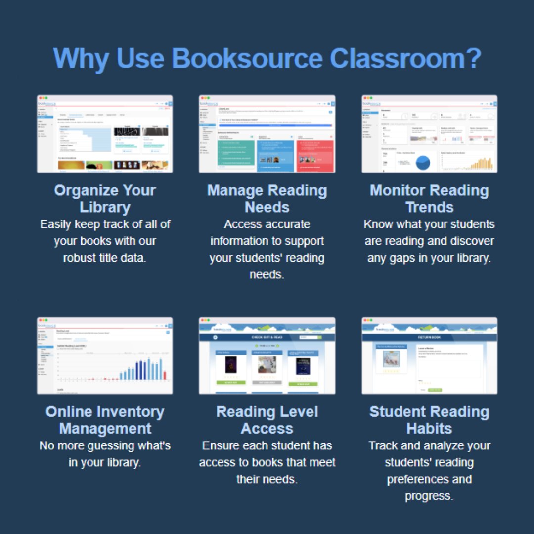 Booksource Classroom is a free, easy-to-use tool that helps you organize and manage your classroom library more effectively! ✨

Easily maintain an online inventory, access title information and reading levels, &amp; track student reading habits. 📊

Sign up: buff.ly/iN6xevG