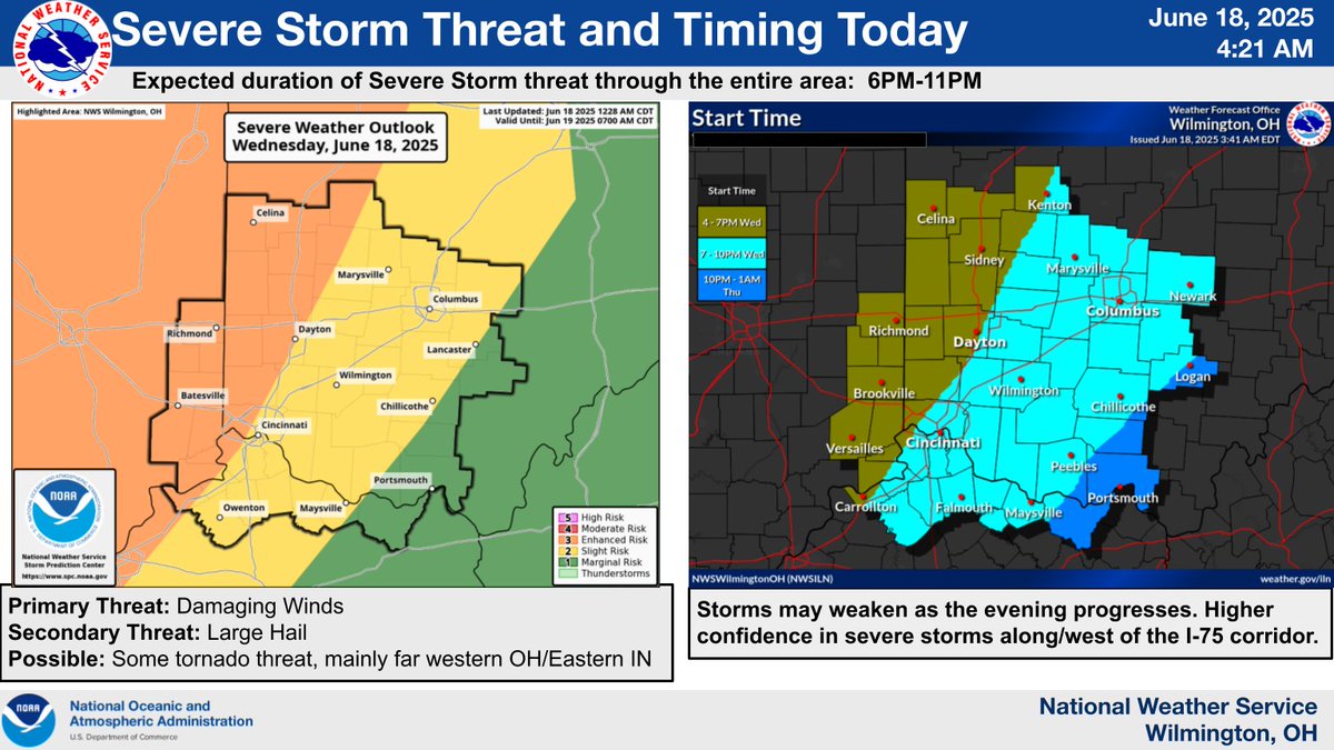 kf8ki's tweet image. Local friends: our area is under enhanced risk for severe weather this afternoon and evening. Stay weather aware and have multiple ways to receive weather alerts. Remember, the warning sirens are only intended to warn those OUTDOORS and may not be heard in your home or business