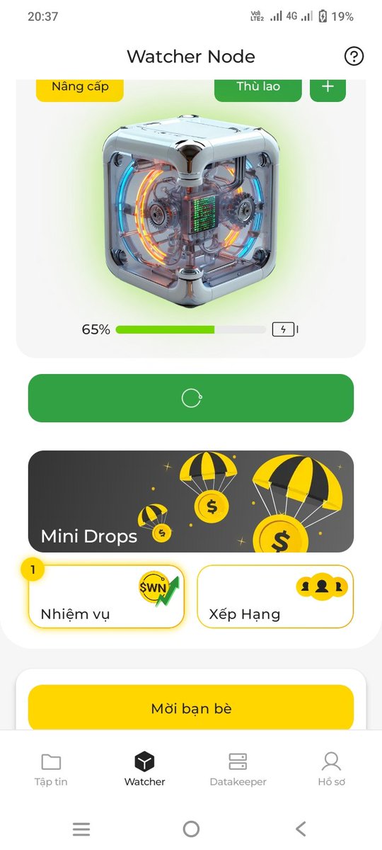 Xin chào! Tôi đang kiếm tiền điện tử thụ động với Watcher Node - thật dễ dàng để kiếm tiền từ điện thoại của bạn! Đã có 4.000.000 người dùng, bạn có muốn tham gia không? Sử dụng mã của tôi và nhận 1000 $WN: 0x306d5030ecbe1870161c5f9cd1f8c8ad5e5b66e6