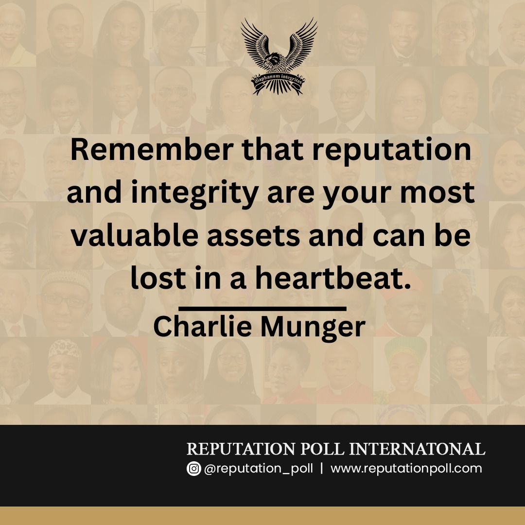Reputation and integrity are your most valuable assets and can be lost in a heartbeat. - Charlie Munger

 #ReputationMatters #IntegrityOrBust