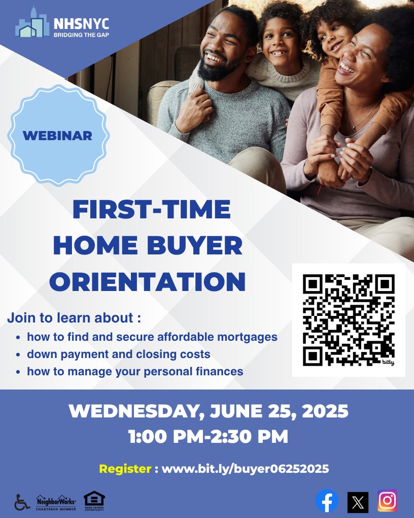 June is Homeownership Month! Don't miss your chance to register for one of NHSNYC's Housing Webinars and take the next step toward owning your home. Reserve your spot today!
#nhsnyc#homeownershipmonth#financialempowerment#nyc