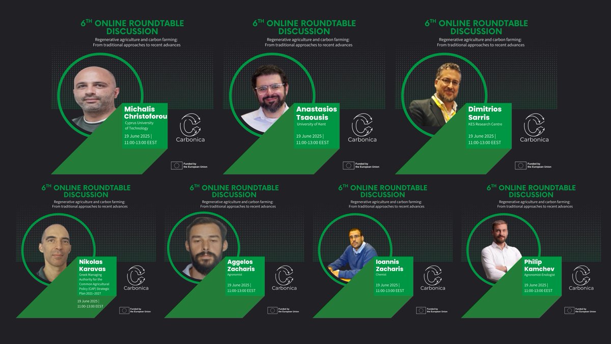 Don't miss our 6th CARBONICA Online Roundtable Discussion on “Regenerative agriculture and carbon farming: From traditional approaches to recent advances” by <a href="/ERATOSTHENESCoE/">ERATOSTHENES Centre of Excellence</a>. 

🗓 19.06.25, 11:00-13:00 (EEST)
💻 Zoom: bit.ly/4jQPU0r
🗣 Speakers: bit.ly/4laYacu