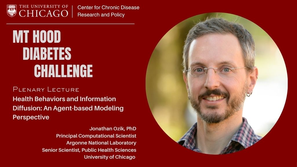 ChronicDiseaseU's tweet image. June 25: Jonathan Ozik of @UChicagoPHS and @argonne delivers a plenary lecture on Agent-Based Modeling at the Mt Hood Diabetes Challenge chronicdisease.uchicago.edu/2025/06/17/jon… @KovlerDiabetes #diabetes #simulationmodeling